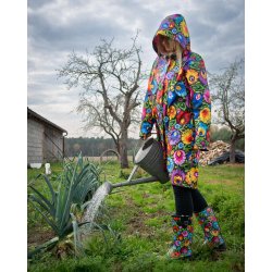 Regnfrakk med rosa fr