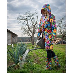 Regnfrakk med rosa fr