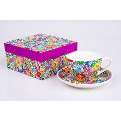 Kopp og skl med blomstermnster