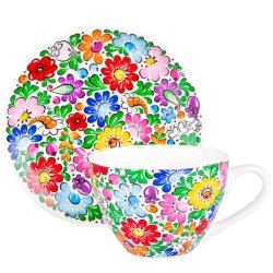 Kopp og skl med blomstermnster