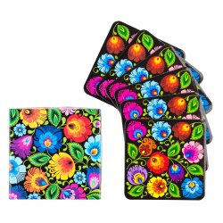 Korkunderlag i sort, 6 stk.